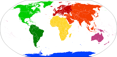 Mapa světa - kontinety